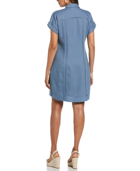 Linen Blend Guayabera Dress (Captains Blue) 