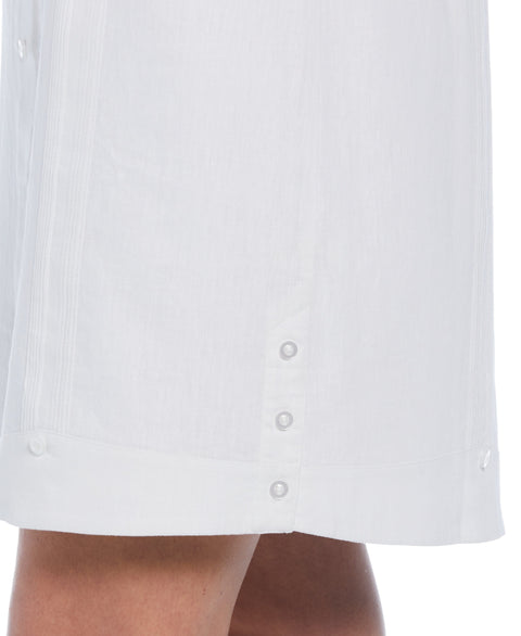 Linen Blend Guayabera Dress (Brilliant White) 