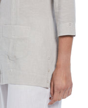 Linen Blend Yarn Dyed Guayabera Shirt (Natural) 