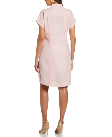 Linen Blend Guayabera Dress (Silver Pink) 