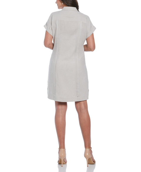 Linen Blend Guayabera Dress (Natural) 