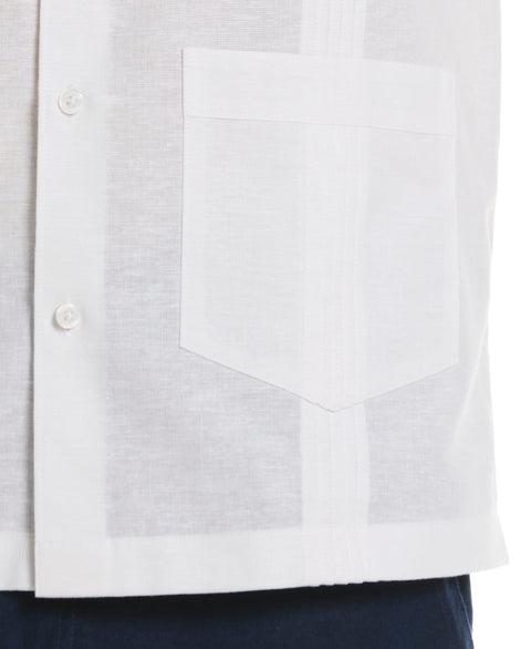 Linen Blend 4-Pocket Guayabera Shirt (Egret) 