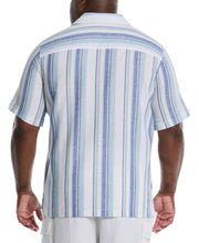 Big & Tall Linen Blend Striped Panel Shirt (Forget Me Not) 