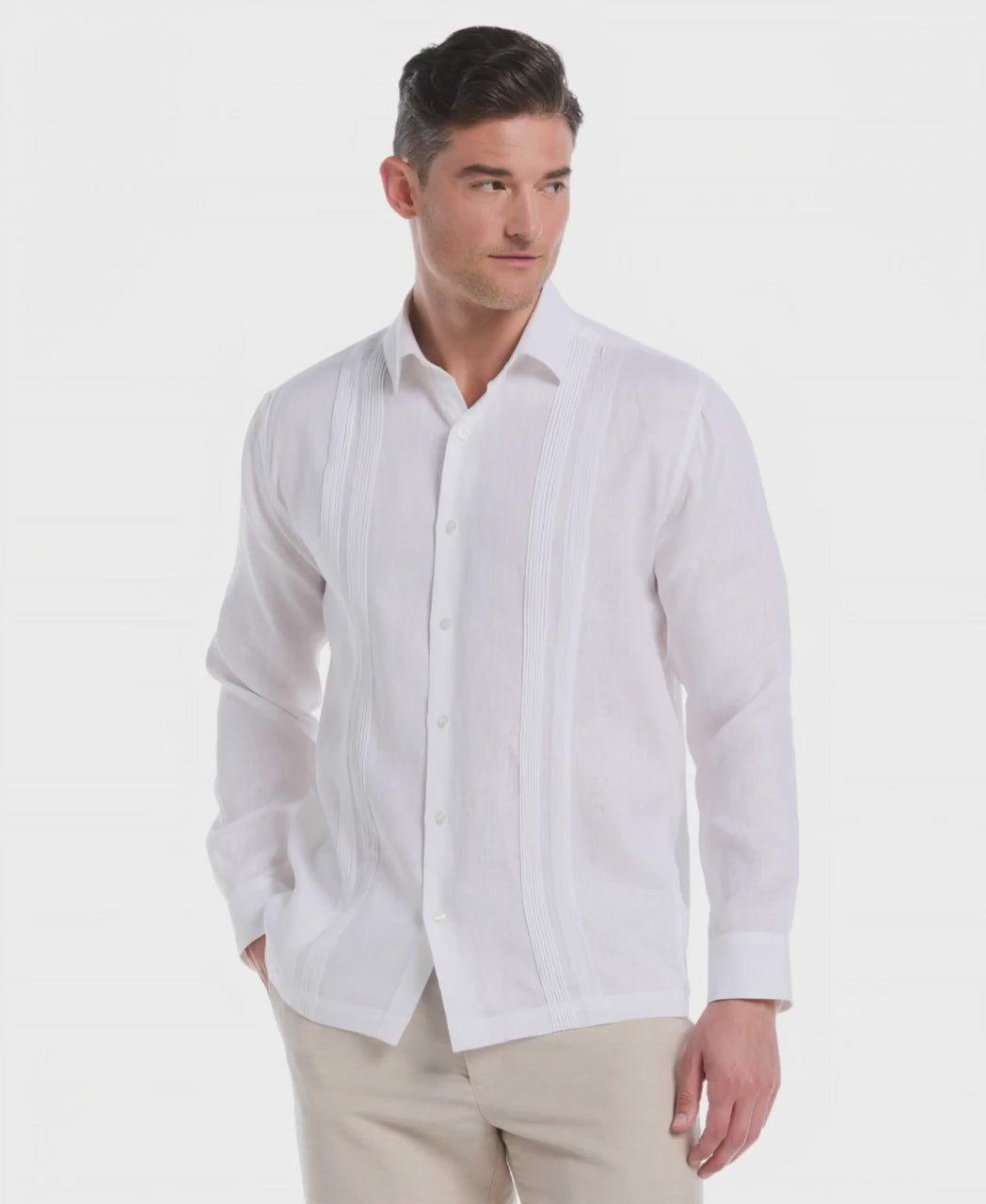 Linen Multi Pintuck Guayabera Shirt