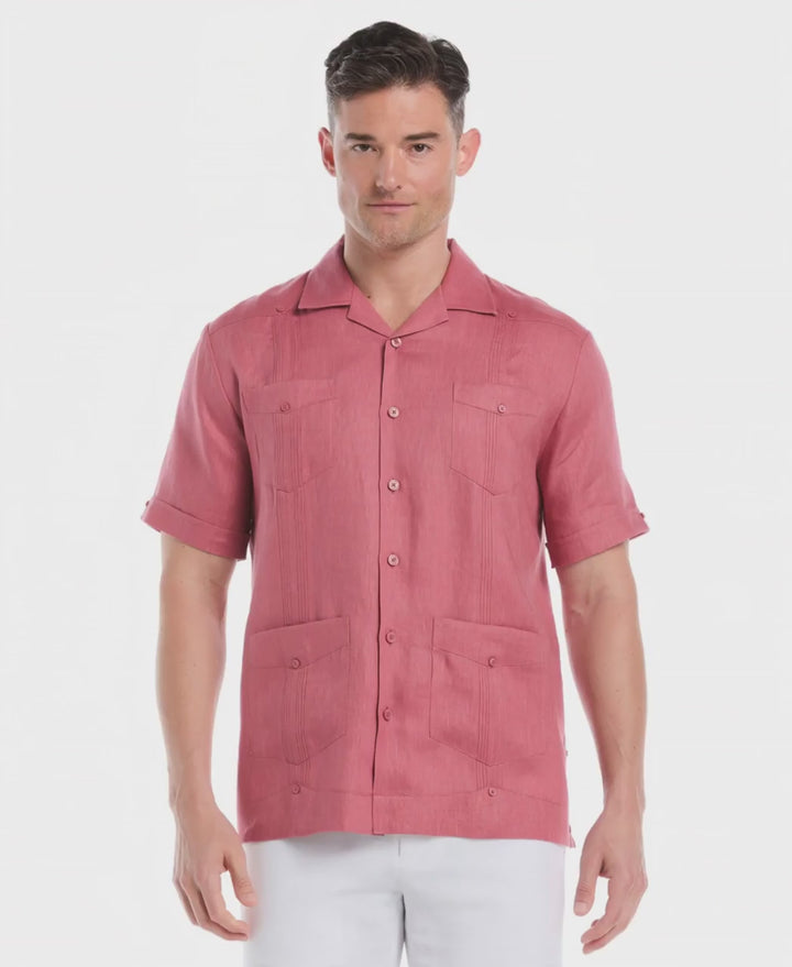 100% Linen Classic Guayabera Shirt - Short Sleeve