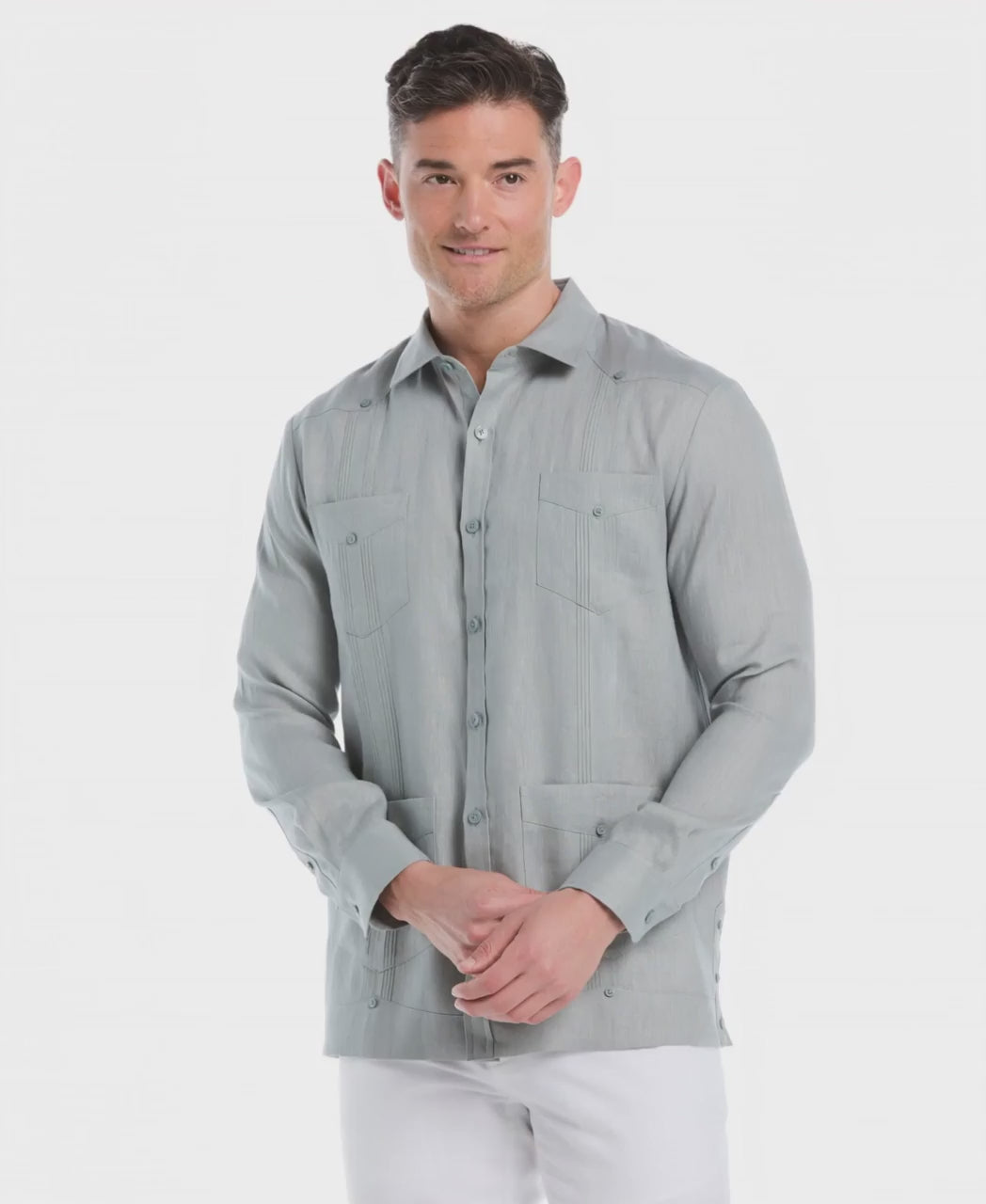 100% Linen Classic Guayabera Shirt - Long Sleeve