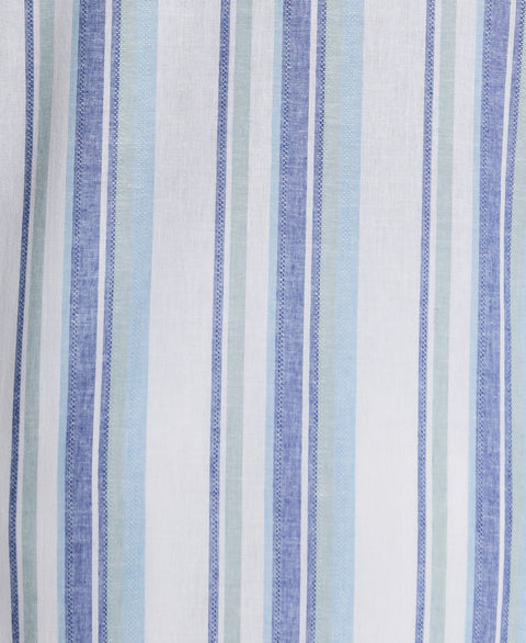Big & Tall Linen Blend Striped Panel Shirt (Forget Me Not) 