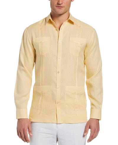 100% Linen Long Sleeve 4 Pocket Guayabera-Guayaberas-Banana Crepe-XXL-Cubavera