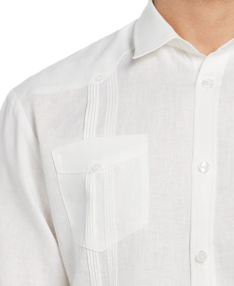 100% Linen Long Sleeve 4 Pocket Guayabera (Bright White) 