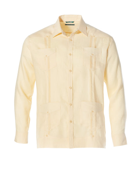 100% Linen Long Sleeve 4 Pocket Guayabera-Guayaberas-Cubavera