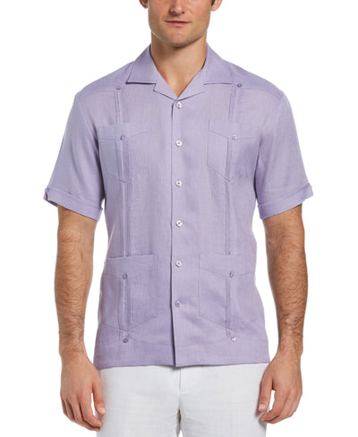 100% Linen Short Sleeve 4 Pocket Guayabera (Heirloom Lilac) 