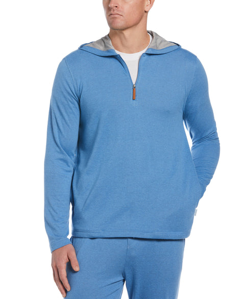 1/4 Zip Heather Knit Hoodie-Suit Separates-Federal Blue-M-Cubavera