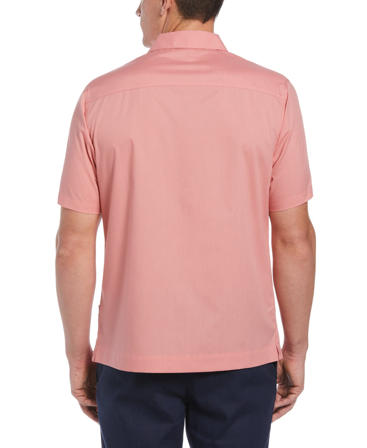 Big & Tall Embroidered Camp Collar Guayabera Shirt (Mauveglow) 