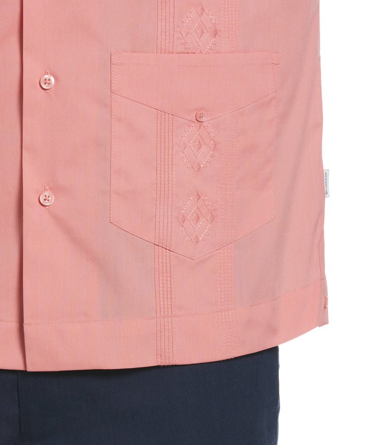 Big & Tall Embroidered Camp Collar Guayabera Shirt (Mauveglow) 