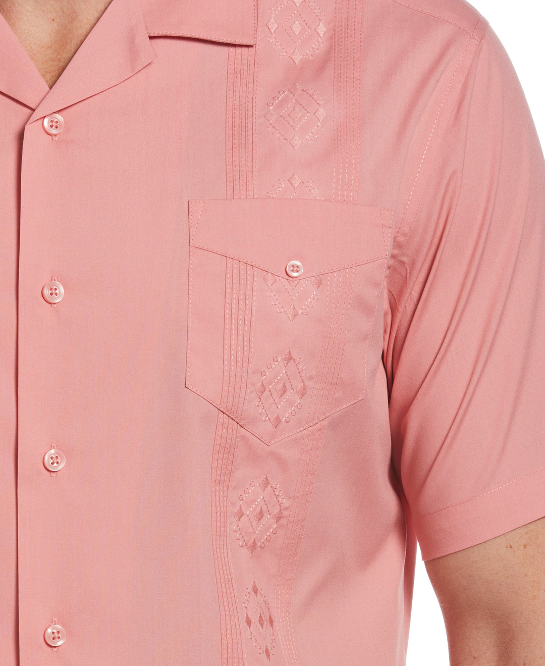 Big & Tall Embroidered Camp Collar Guayabera Shirt (Mauveglow) 