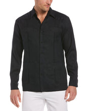 Big & Tall Linen Classic Guayabera Shirt - Long Sleeve-Guayaberas-Jet Black-2XLT-Cubavera