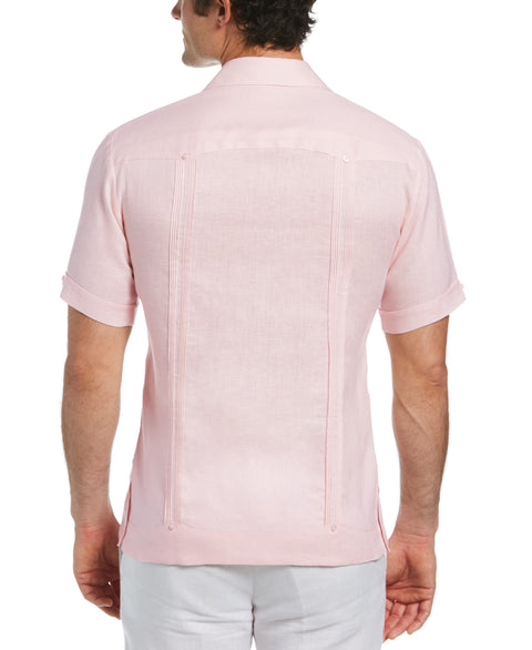 100% Linen Short Sleeve 4 Pocket Guayabera (Pink Dogwood) 