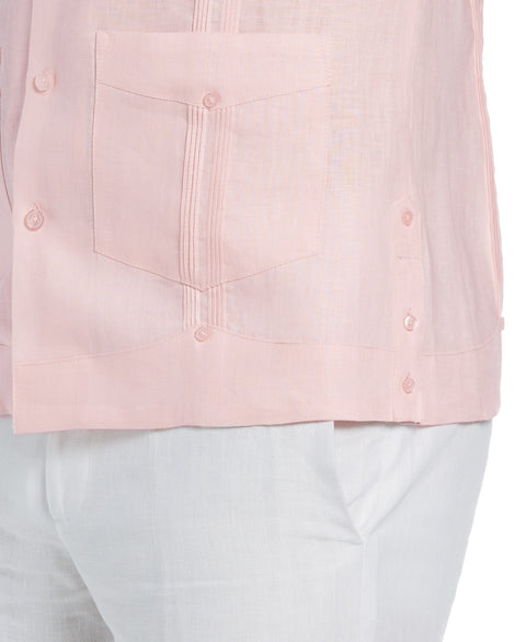 100% Linen Short Sleeve 4 Pocket Guayabera (Pink Dogwood) 