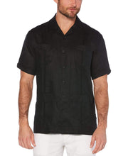 Big & Tall 100% Linen Short Sleeve 4 Pocket Guayabera Jet Black / 4X