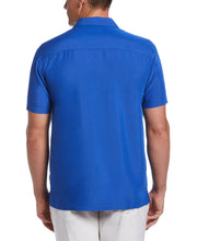 Big & Tall Tri-Color Camp Collar Retro Panel Shirt (Dazzling Blue) 