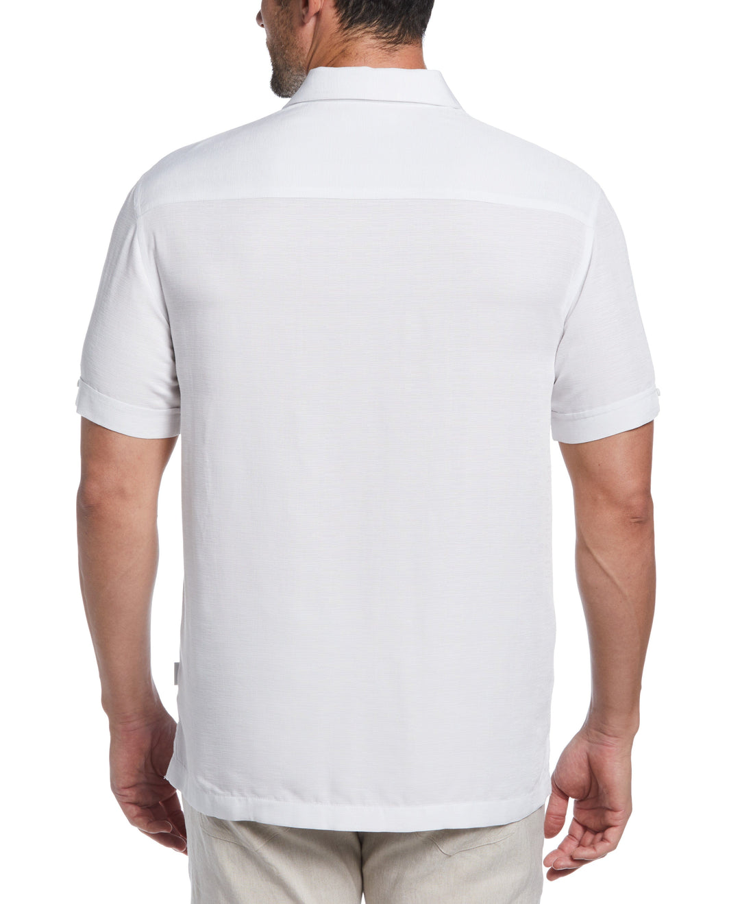 Camp Collar Textured Tropical Shirt (Brilliant White) 