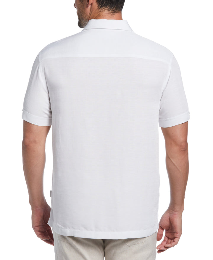 Camp Collar Textured Tropical Shirt (Brilliant White) 