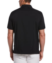 Big & Tall Contrast Panel Camp Collar Shirt  (Jet Black) 