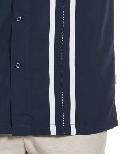 Big & Tall Contrast Panel Camp Collar Shirt (Dress Blues) 
