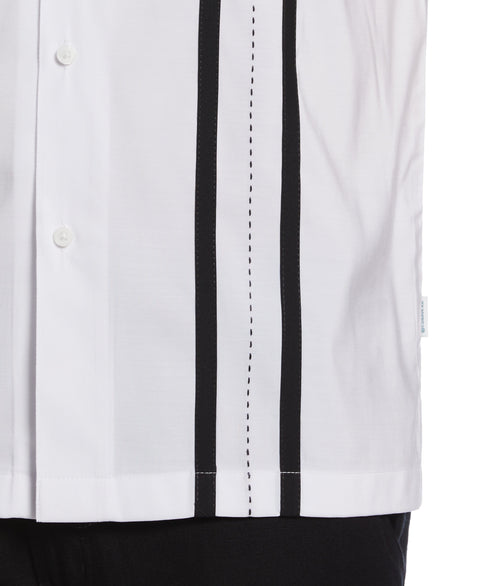 Big & Tall Contrast Panel Camp Collar Shirt (Brilliant White) 