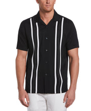 Big & Tall Contrast Panel Camp Collar Shirt  (Jet Black) 