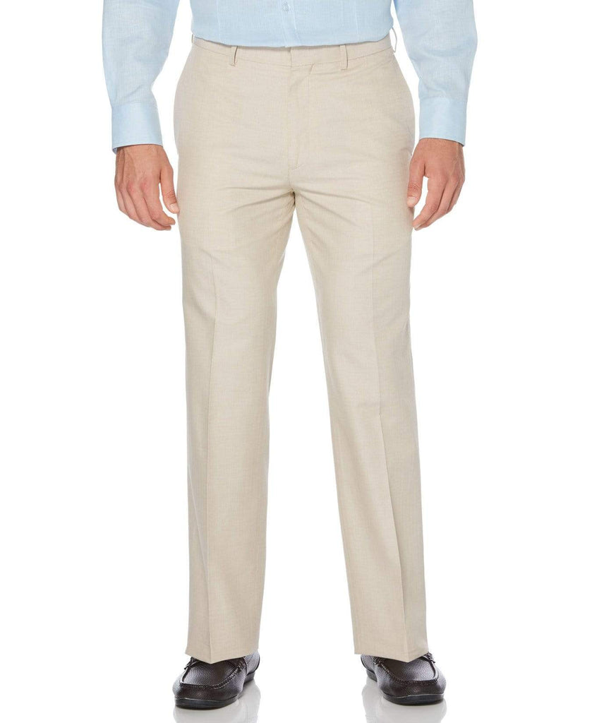 Big & Tall Cotton Linen Flat Front Textured Pants