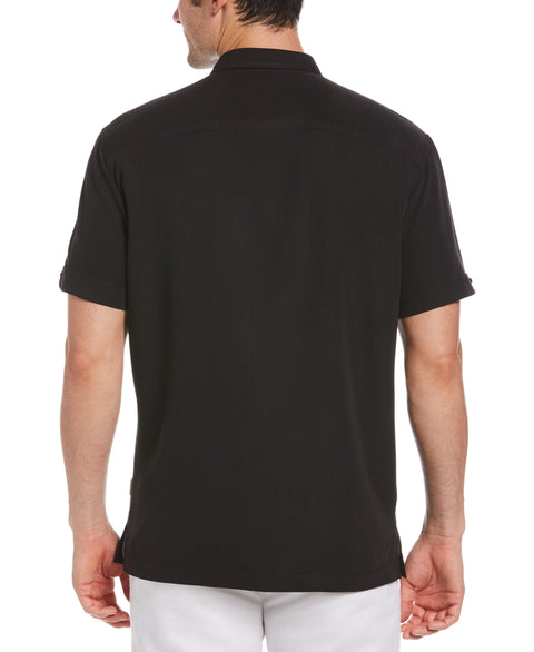 Big & Tall Embroidered Double Tuck Shirt (Jet Black) 