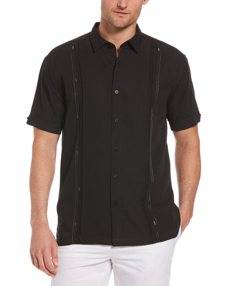 Big & Tall Embroidered Double Tuck Shirt (Jet Black) 