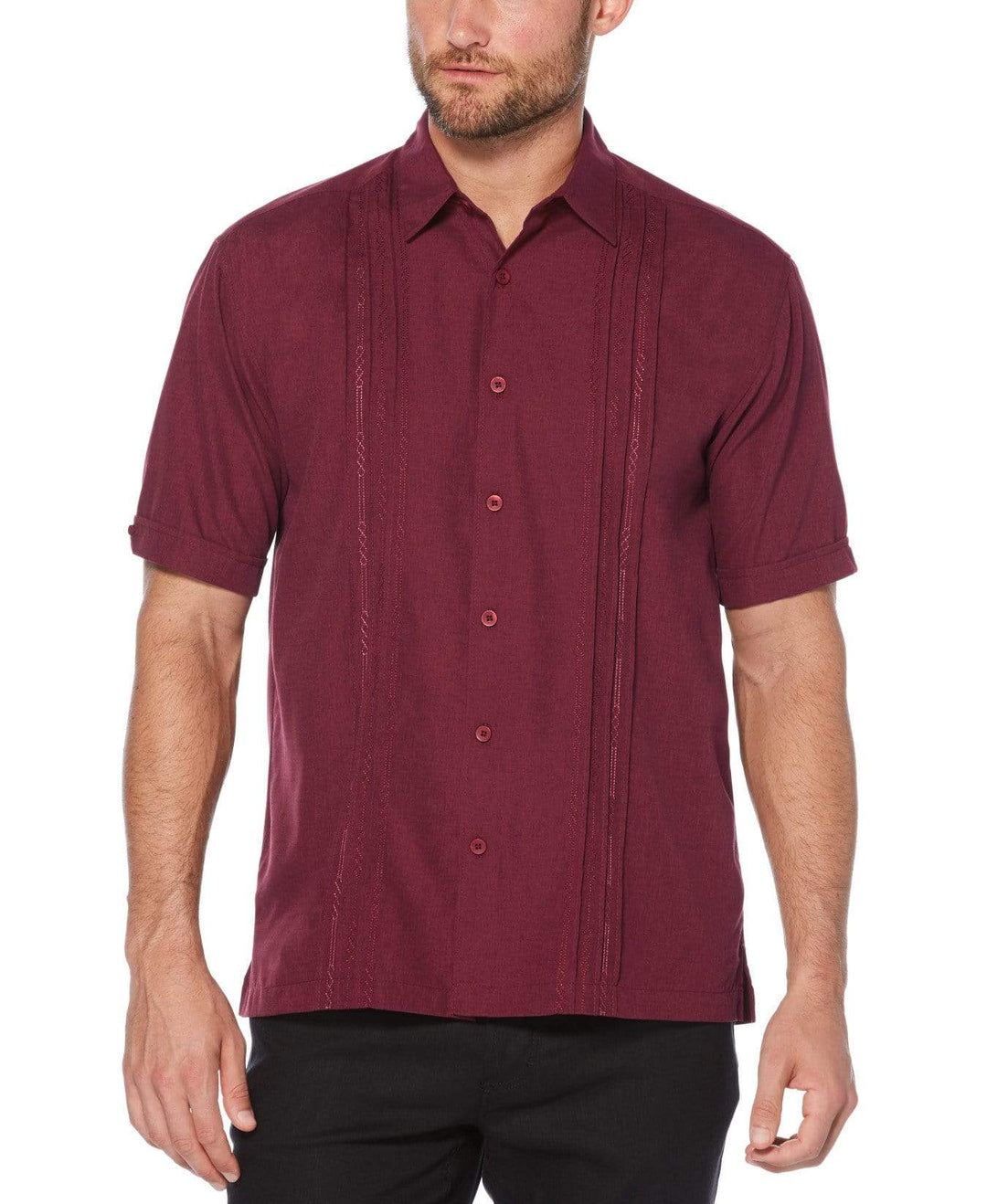 Big & Tall Embroidered Panel Chambray Shirt Biking Red / 2X