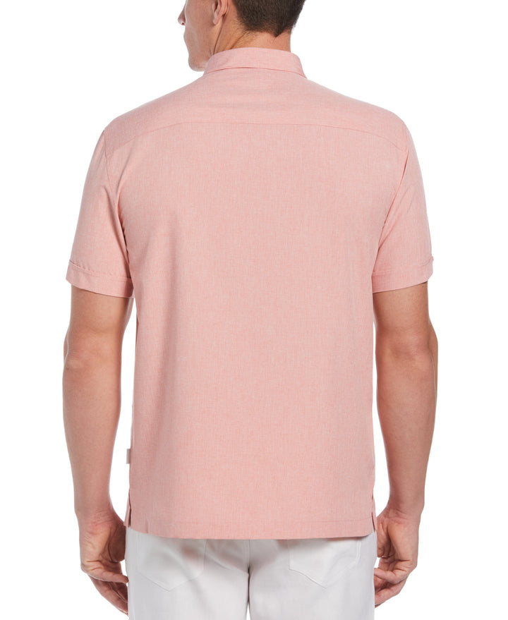 Big & Tall Geo Embroidered Panel Chambray Shirt (Mauveglow) 