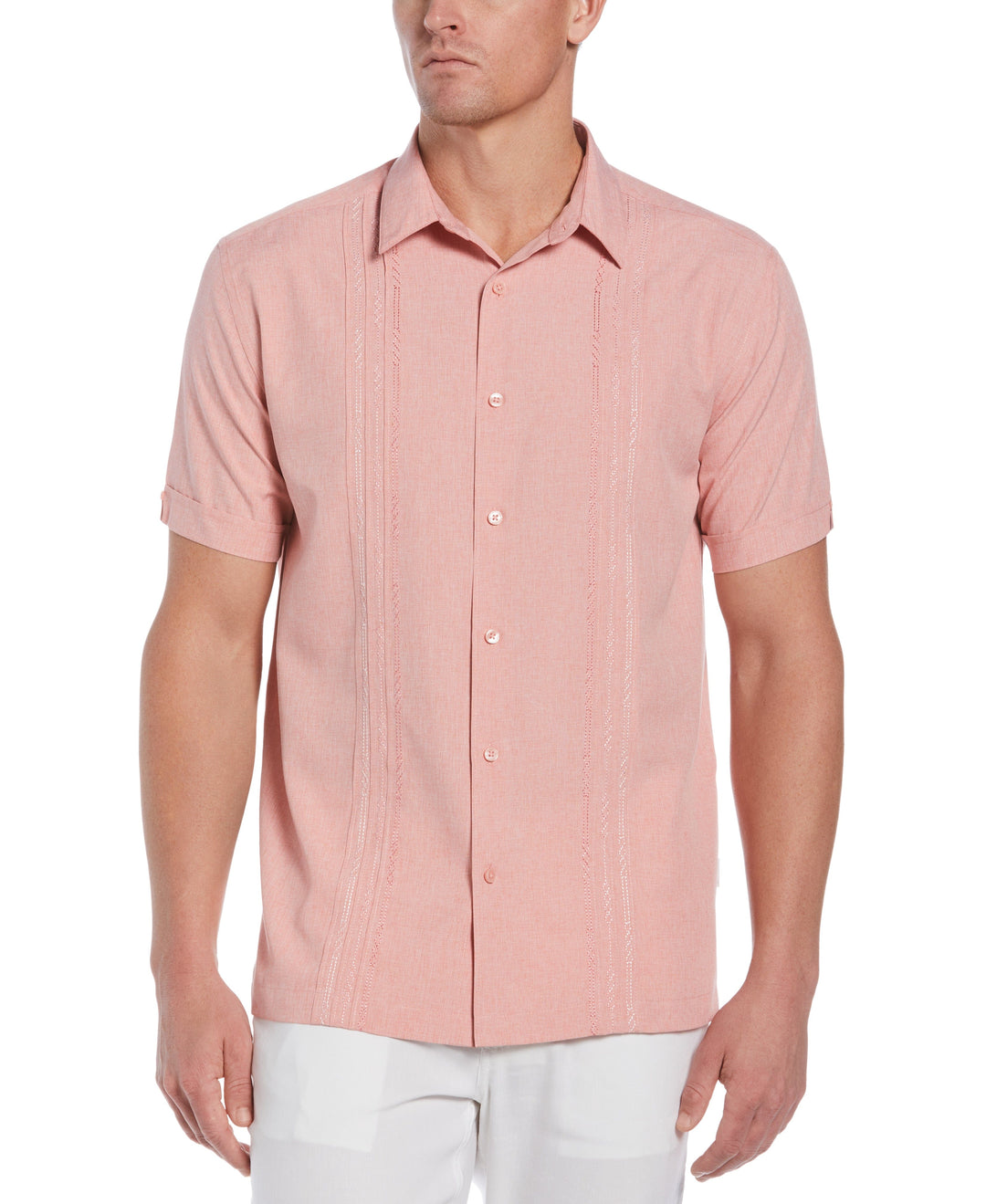 Big & Tall Geo Embroidered Panel Chambray Shirt (Mauveglow) 