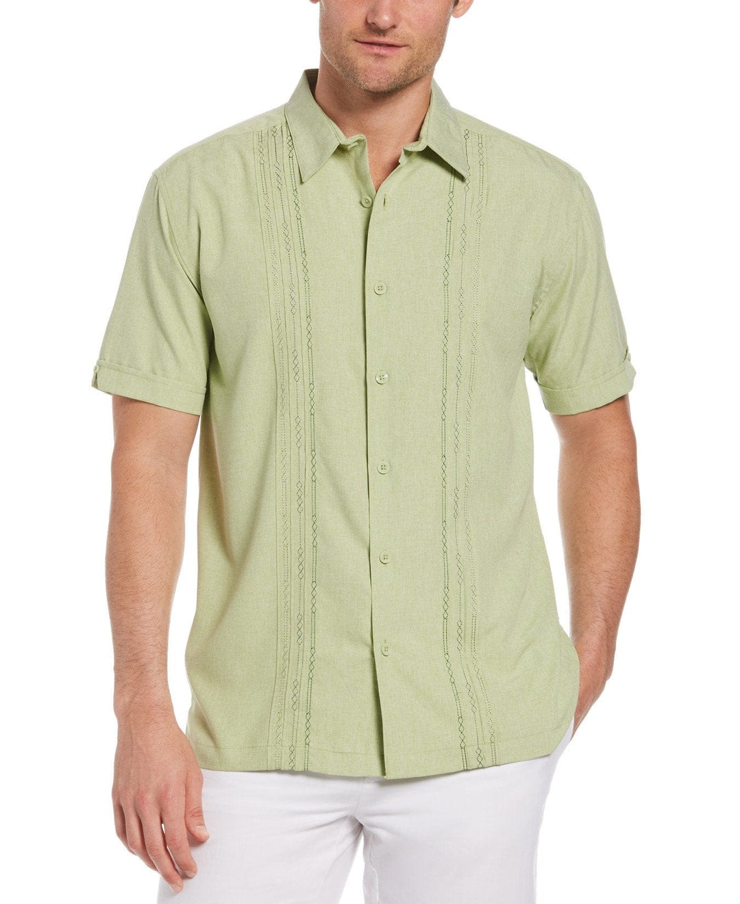 Big & Tall Geo Embroidered Panel Shirt-Casual Shirts-Reseda-2X-Cubavera