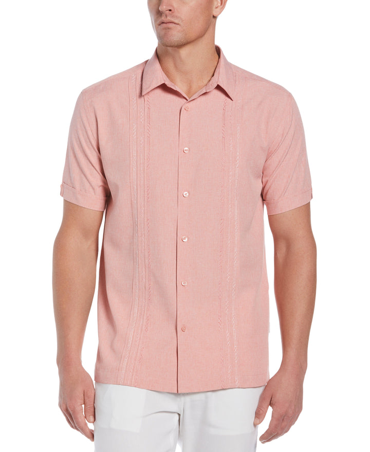 Big & Tall Geo Embroidered Panel Chambray Shirt (Mauveglow) 