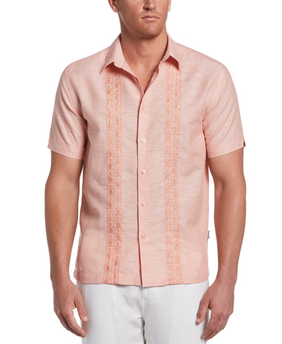 Linen Blend Embroidered Panel Shirt (Canyon Clay) 