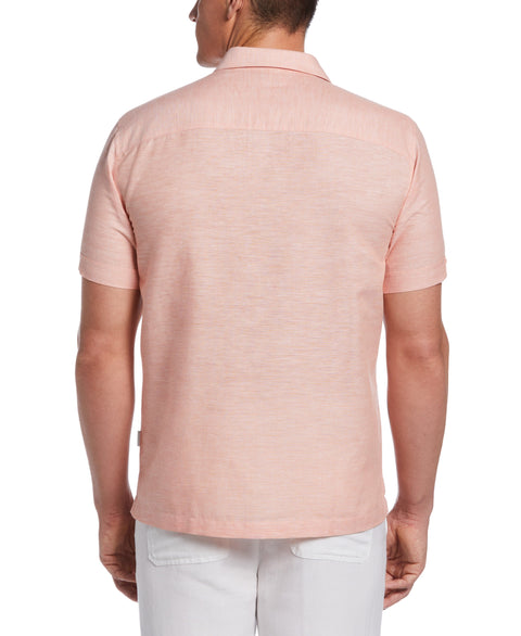 Linen Blend Embroidered Panel Shirt (Canyon Clay) 