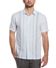 Linen Blend Engineered Yarn-Dyed Panel Shirt (Maui Blue) 