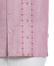 Big & Tall Linen Blend Geo Embroidered Panel Shirt-Casual Shirts-Cubavera