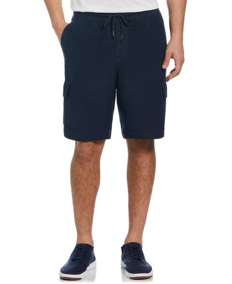 Big & Tall Linen Blend Pull-On Cargo Short-Shorts-Dress Blues-2XB-Cubavera