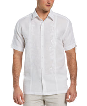 Big & Tall Paisley Embroidered Panel Linen-Blend Shirt (Brilliant White) 
