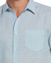 Big & Tall Travel Select Linen Blend One Pocket Shirt (Cerulean) 