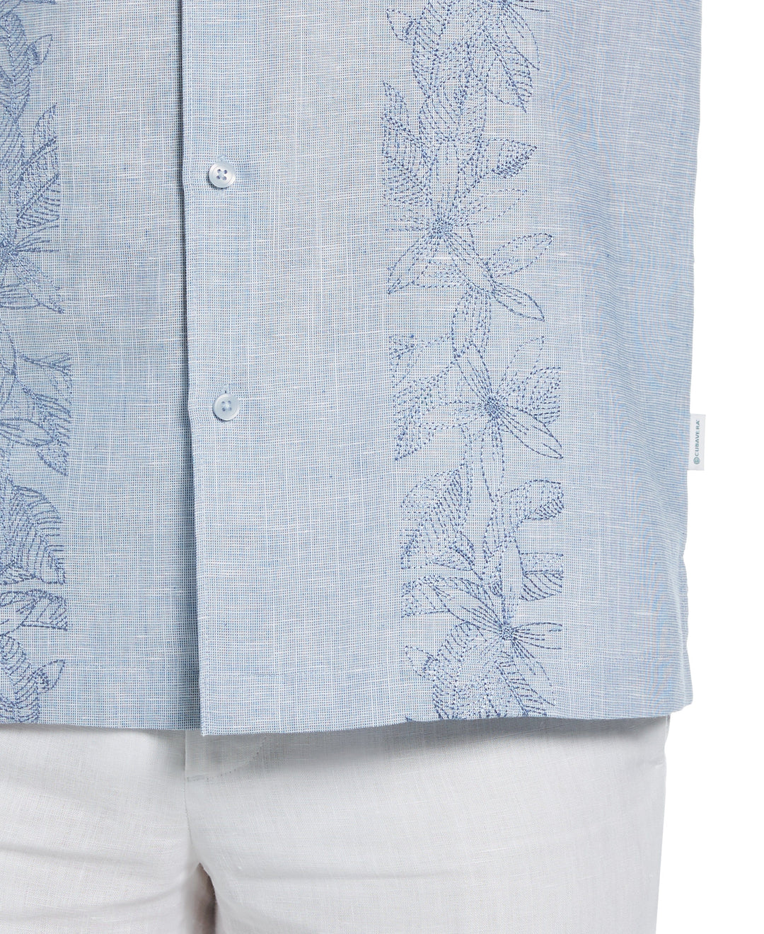 Big & Tall Tropical Panel Linen-Blend Shirt (Federal Blue) 