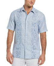 Big & Tall Tropical Panel Linen-Blend Shirt (Federal Blue) 