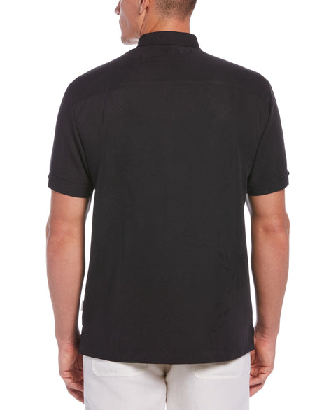 Big & Tall Two-Tone One Pocket Floral Print Shirt (Jet Black) 