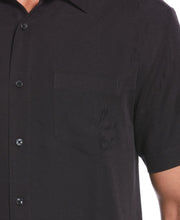 Big & Tall Two-Tone One Pocket Floral Print Shirt (Jet Black) 