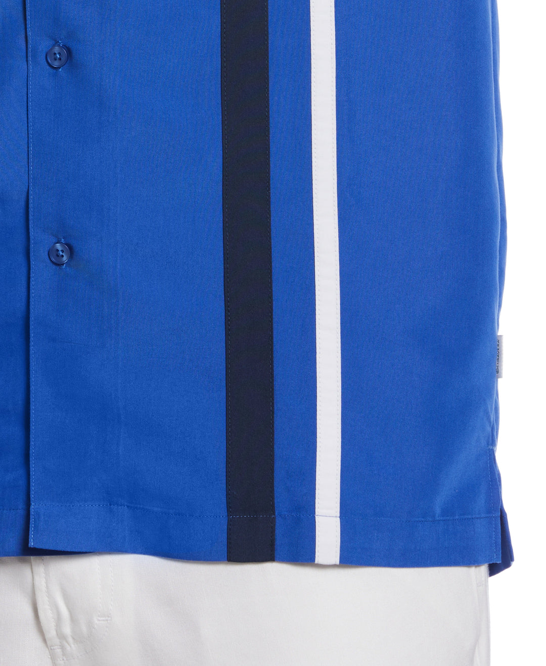 Tri-Color Camp Collar Retro Panel Shirt (Dazzling Blue) 
